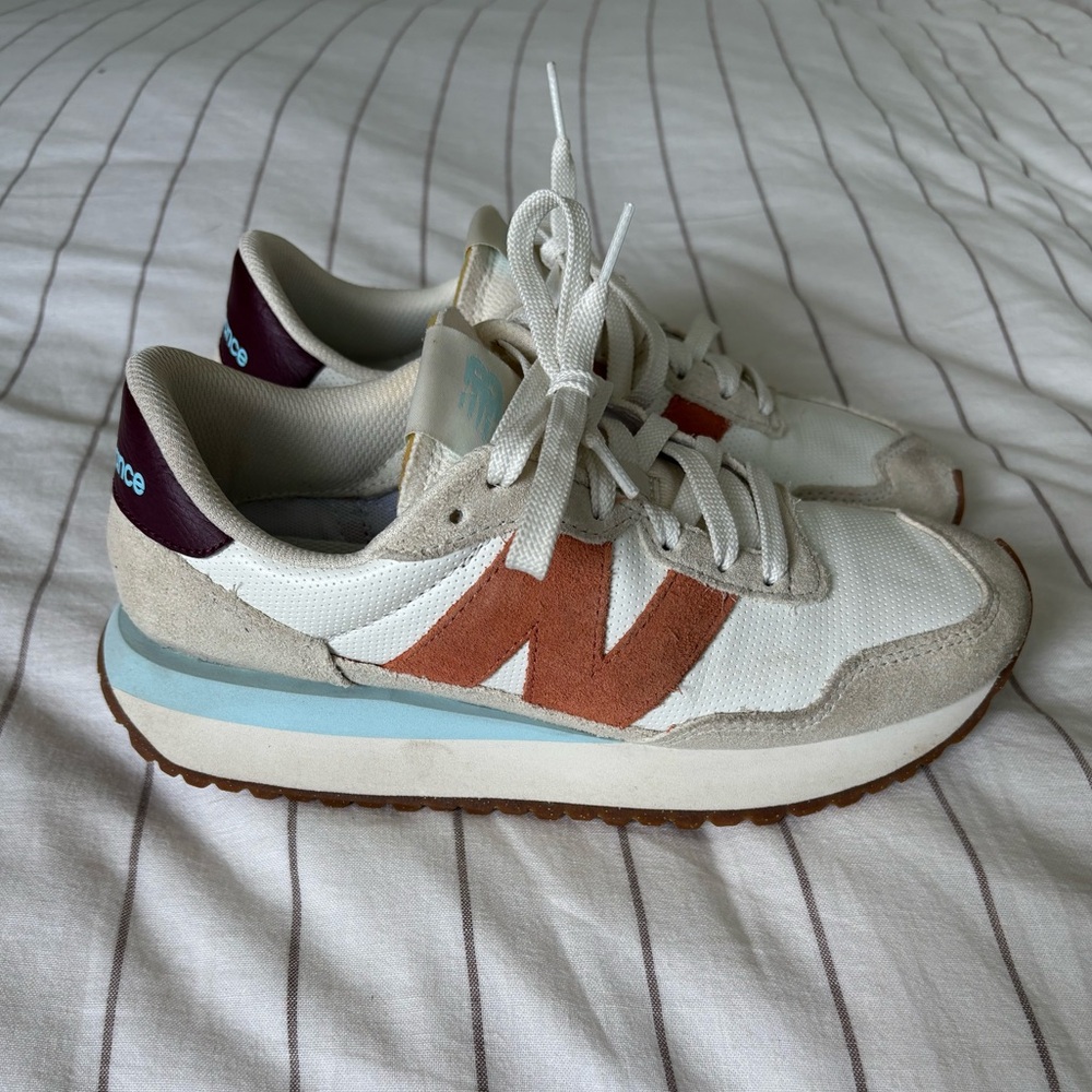 New Balance 237 Women’s White and Tan Retro Sneakers